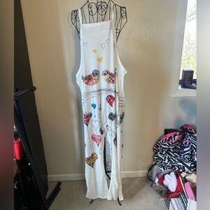 Super Cute Tie Top Overalls With Birds and Hearts On them